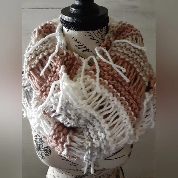 Handknit Fisherman Infinity Scarf - Picture 4 of 4